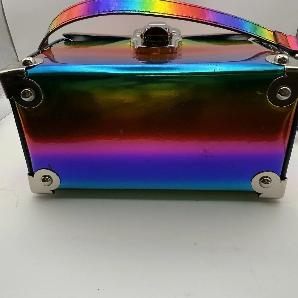 Current Mood 90's Rainbow Buckle‎ Hard Case Purse Dolls Kill Silver Studs